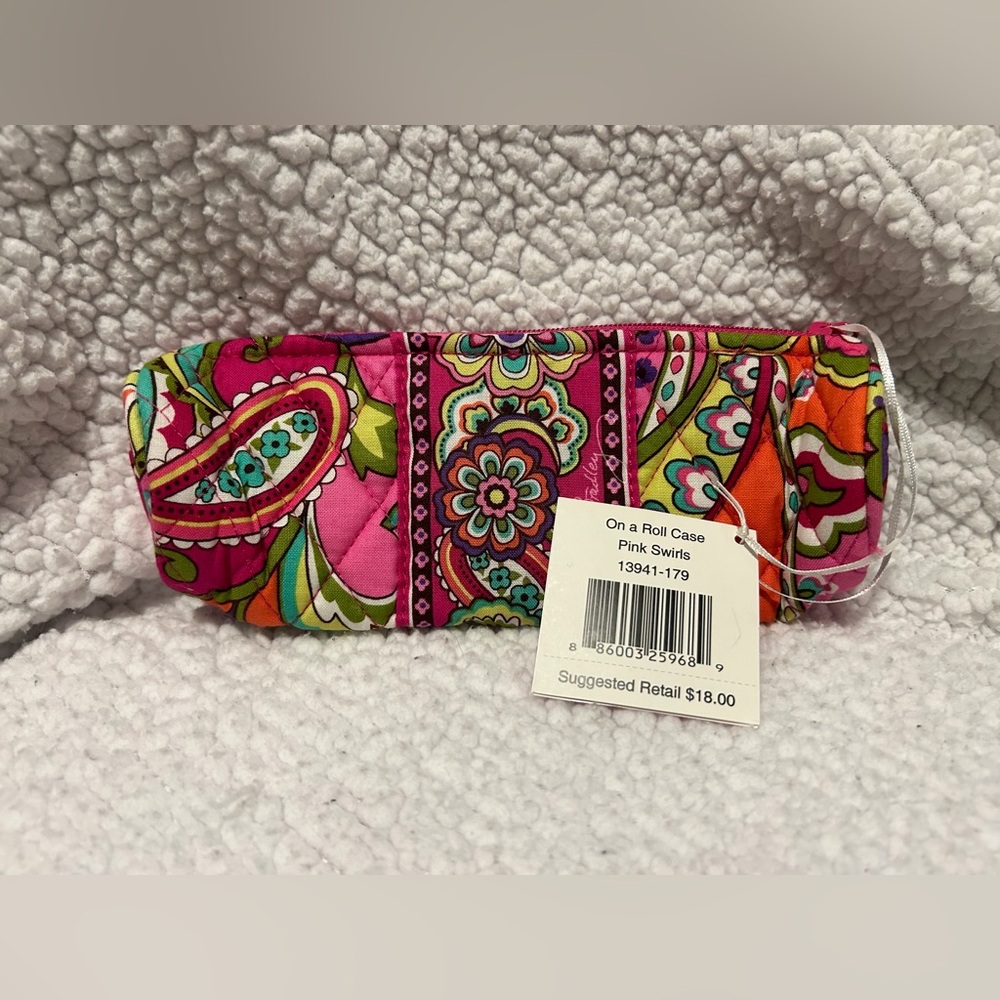 NWT Vera Bradley Pink Swirls Makeup Brush Bag